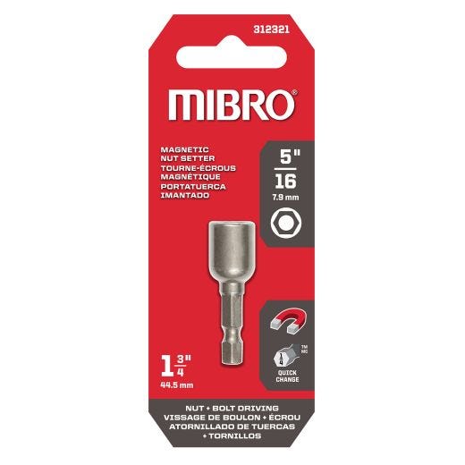 5/16" x 1-3/4" S2 Steel Magnetic Nut Setter