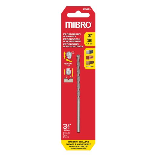 3/16" Carbide Rotary Percussion Masonry Drill Bit