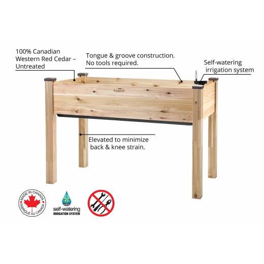 Self-Watering Elevated Cedar Planter 23" x 49" x 30" H
