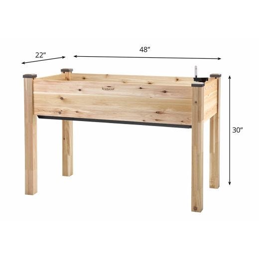 Self-Watering Elevated Cedar Planter 23" x 49" x 30" H