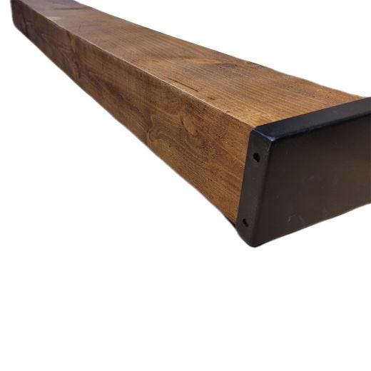 5" x 7" x 5' Pine Fireplace Mantle with Metal End Caps Brown
