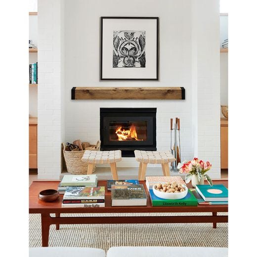 5" x 7" x 5' Pine Fireplace Mantle with Metal End Caps Brown