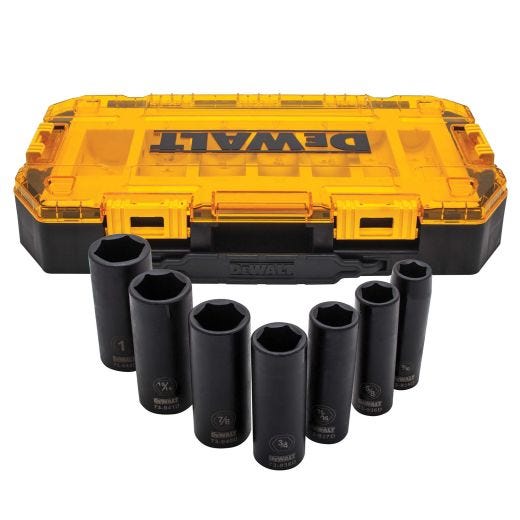Dewalt Tough Box 7 Piece 1/2" SAE Drive Deep Impact Socket S