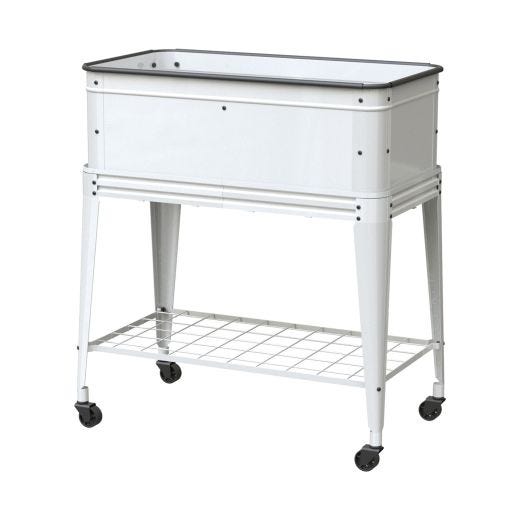 Elevated Tub Planter With Wheels-White