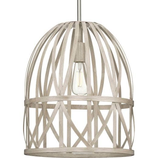 Chastain 14" Bleached Oak Basket Pendant