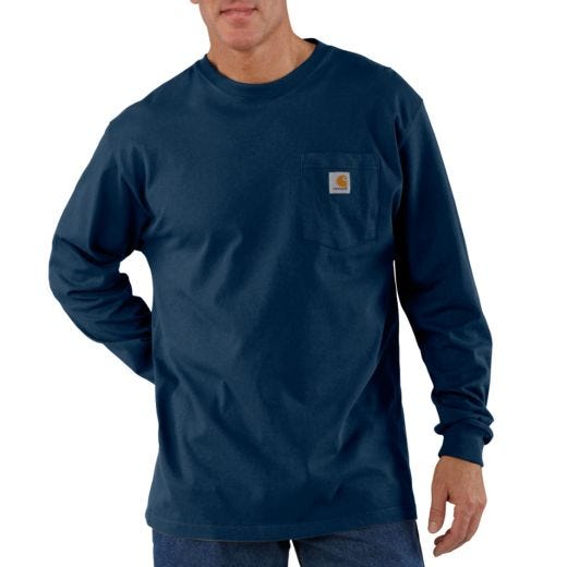 T-shirt à poche à manches longues et coupe ample, marine, G