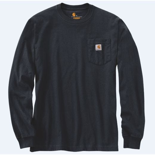 Loose Fit Long-Sleeve Pocket T-Shirt Navy XL
