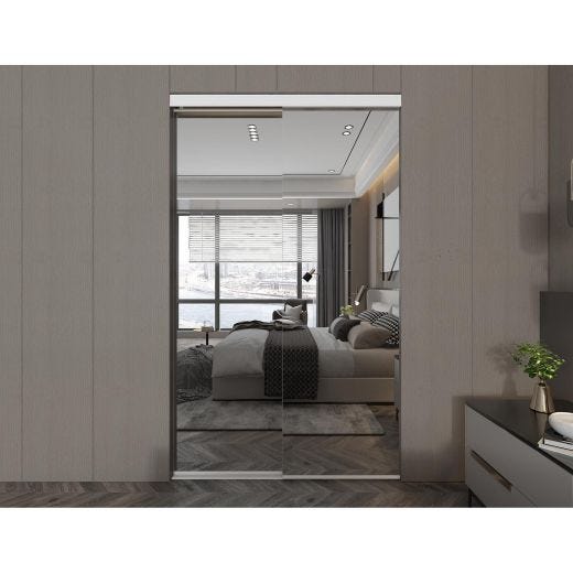 72" x 80" Frameless White Clear Mirror Closet Door