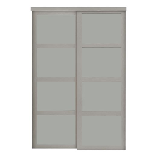 72" x 80" Fusion Plus White Wood Grain/White Glass Closet Do