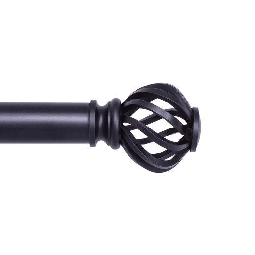 1" 30-84" Cage Black Adjustable Curtain Rod
