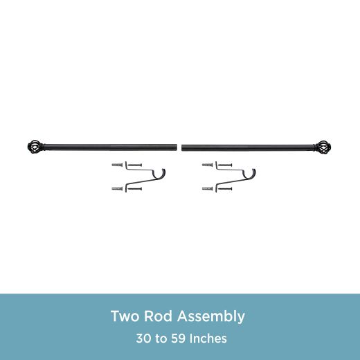 1" 30-84" Cage Black Adjustable Curtain Rod