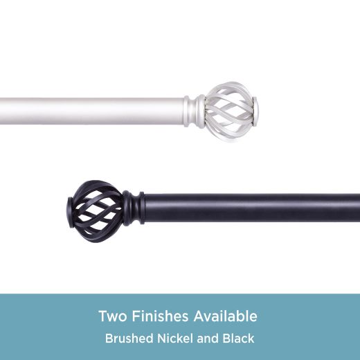 1" 30-84" Cage Black Adjustable Curtain Rod