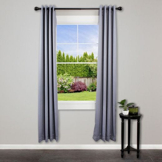 1" 30-84" Layla Matte Black Adjustable Curtain Rod