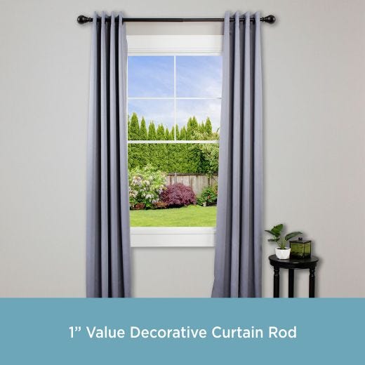 1" 30-84" Layla Matte Black Adjustable Curtain Rod