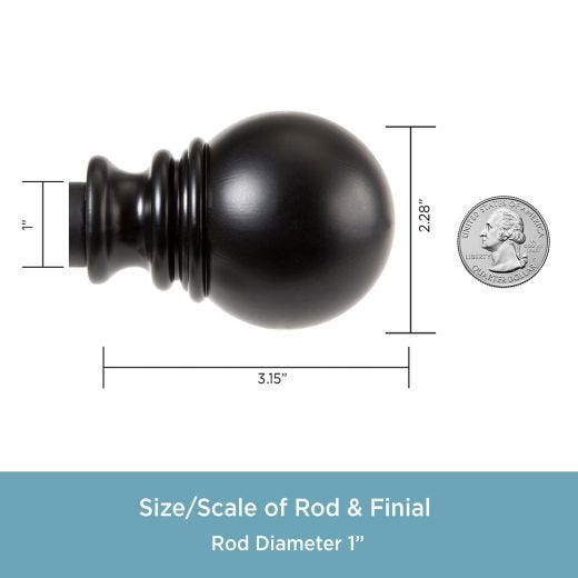 1" 30-84" Layla Matte Black Adjustable Curtain Rod
