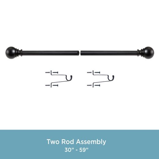 1" 30-84" Layla Matte Black Adjustable Curtain Rod