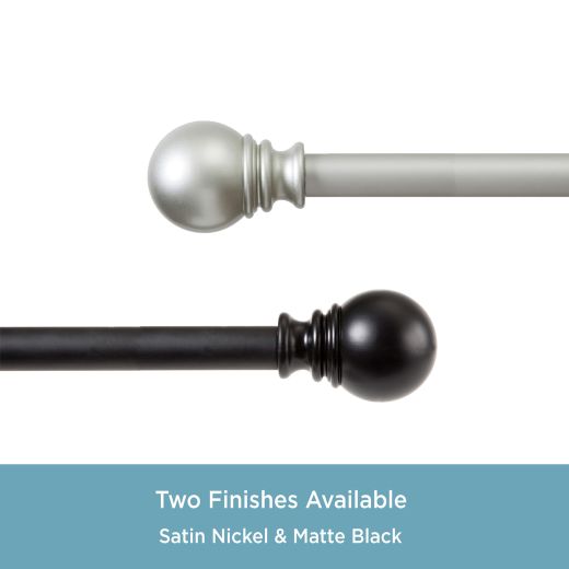 1" 30-84" Layla Matte Black Adjustable Curtain Rod