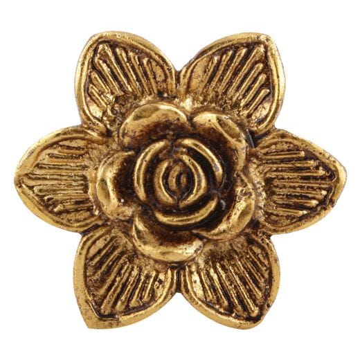 Golden Rose Flower Metal Cabinet Knob