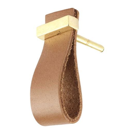 Handmade Knob-Camel/Faux Leather/Metal