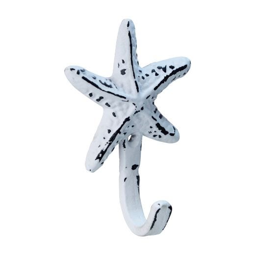 Starfish Iron Nautical Hook-White
