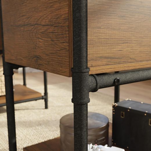 Iron City 2 Pedestal Desk Checked Oak