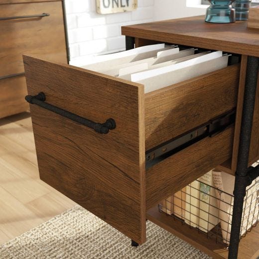 Iron City 2 Pedestal Desk Checked Oak
