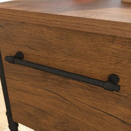 Iron City 2 Pedestal Desk Checked Oak