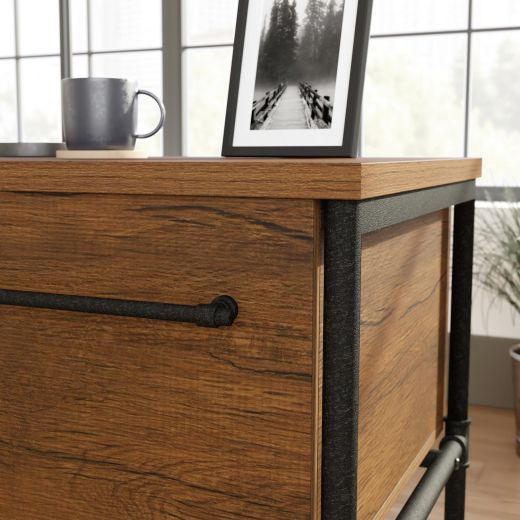 Iron City 2 Pedestal Desk Checked Oak
