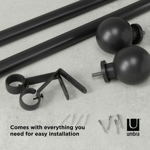 Bolas 1" Curtain Rod 72"-144"-Matte Black