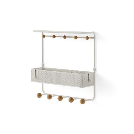 Estique Shelf With Hooks-White/Natural