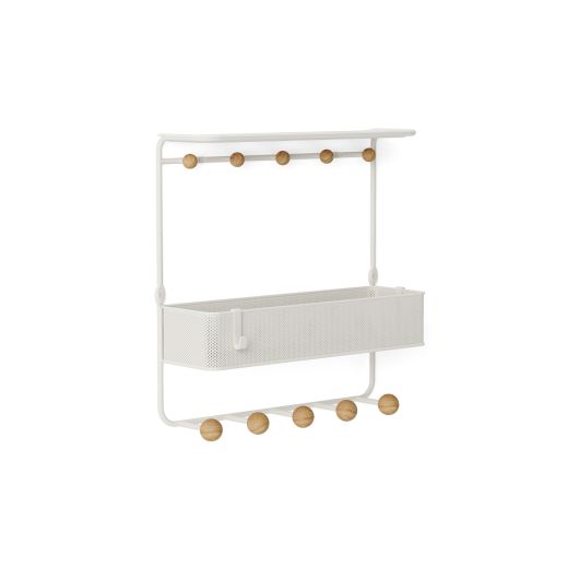 Estique Shelf With Hooks-White/Natural