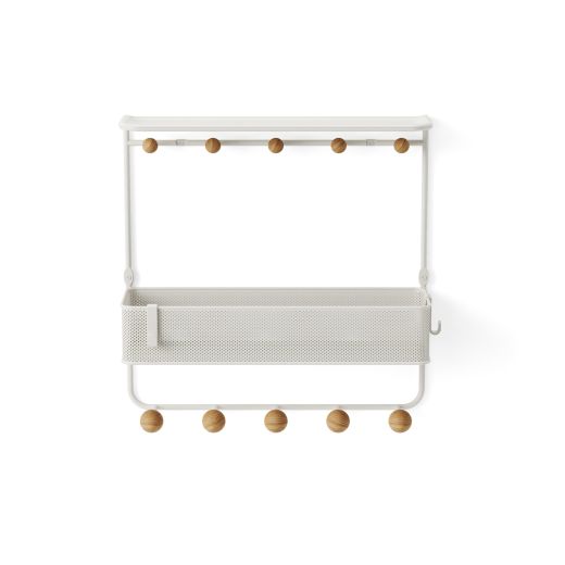 Estique Shelf With Hooks-White/Natural