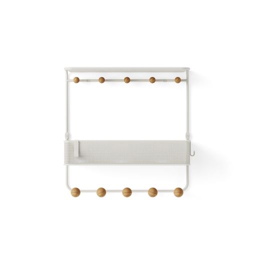 Estique Shelf With Hooks-White/Natural