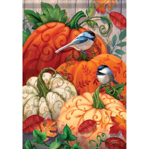Scrollwork Pumpkins Garden Flag