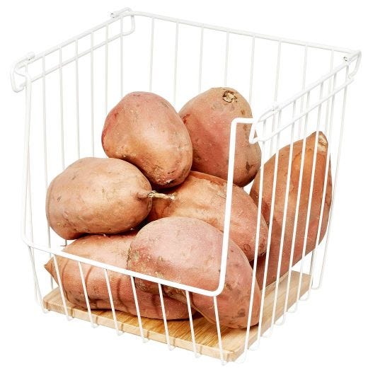 Wire & Paulownia Wood Open Front Bin-12 x 12 x 12