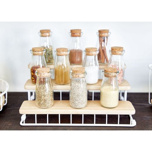 Wire & Paulownia Wood 3-Tire Spice Rack