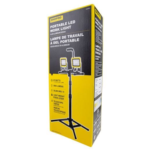 Lampe de travail DEL portative à double tête 3 400 lm avec t