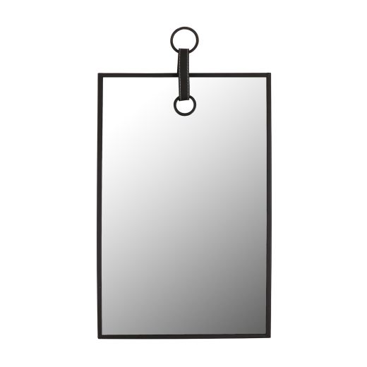 13” x 20” Black Metal Circle Hook Mirror