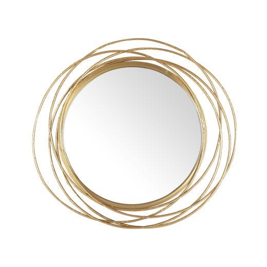 Miroir rond à cadre avec fils métalliques 27,5 po, doré