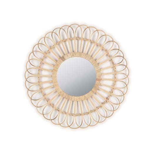 24” Natural Designer Round Wall Mirror