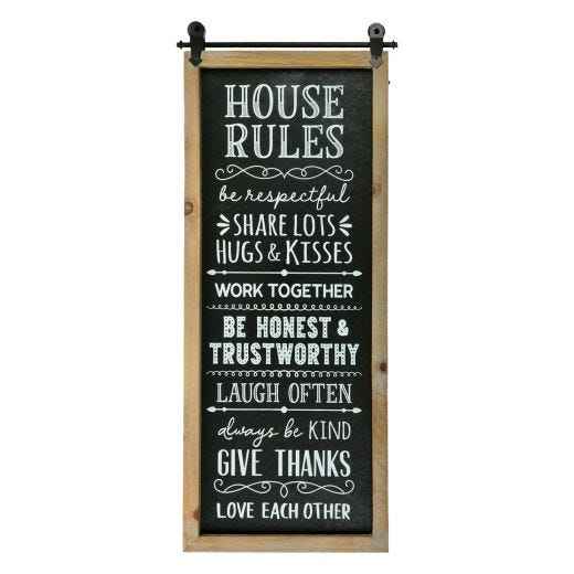25.5" x 10.5" House Rules Wall Plaque