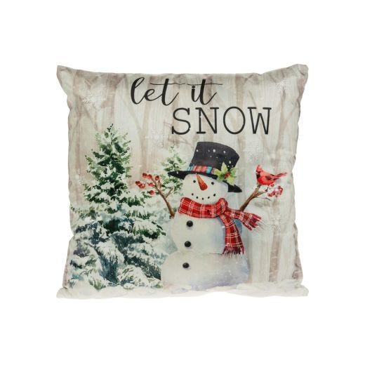 16" LED Snowman/Let It Snow Pillow