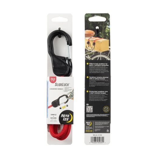 24" SlideLock Carabiner Bungee-Red