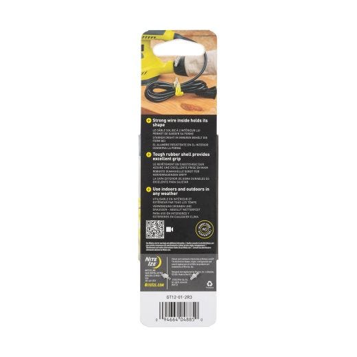 12" Black Gear Tie Reusable Rubber Twist Tie-2/Pack