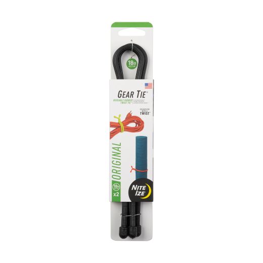 18" Black Gear Tie Reusable Rubber Twist Tie-2/Pack