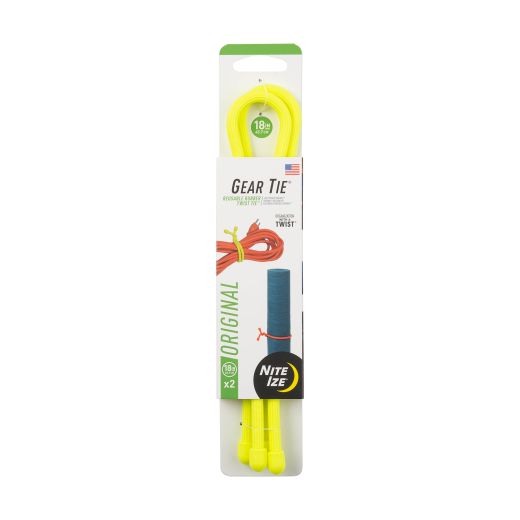 18" Neon Yellow Gear Tie Reusable Rubber Twist Tie-2/Pack