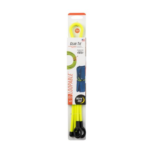 24" Neon Yellow Gear Tie Loopable Twist Tie-2/Pack