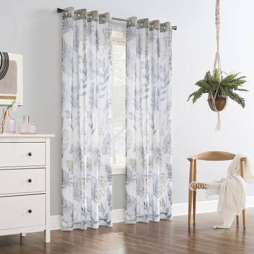 52" x 84" Alba Dolly Sheer Grommet-Floral Taupe