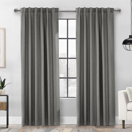 52" x 84" Baxter Blackout Pocket Top/Back Tab-Silver