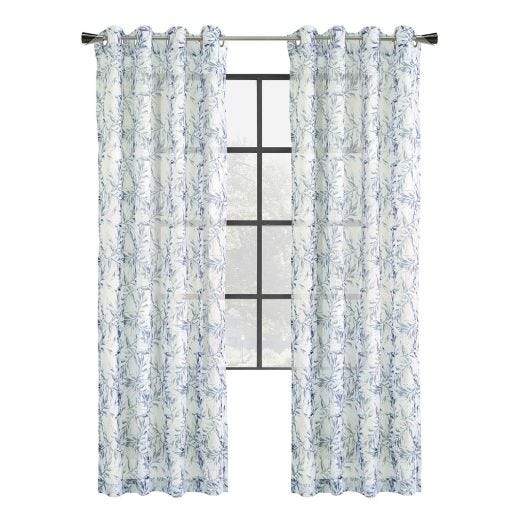 52" x 84" Jenny Sheer Botanical Print Grommet-Indigo
